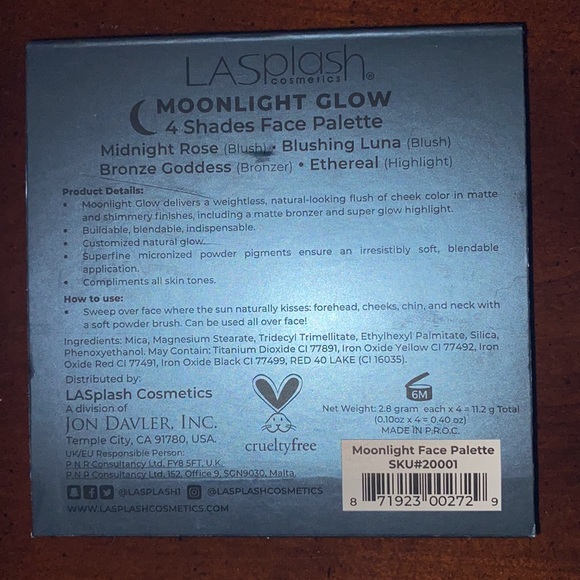 NIB LASplash cosmetics moonlight glow 4shades face palette - Picture 4 of 4